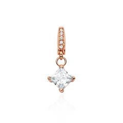 Affinity Square Solitaire CZ Charm Rose Gold Plated