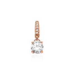 Affinity Round Solitaire CZ Charm Rose Gold Plated