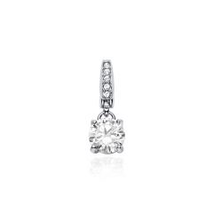 Affinity Round Solitaire CZ Charm Rhodium Plated