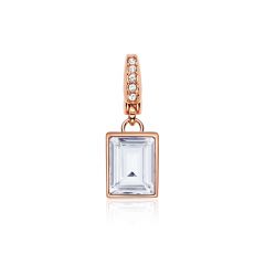 Affinity Radiant Rectangle Charm with Clear Swarovski Crystals Rose Gold Plated