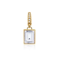 Affinity Radiant Rectangle Charm with Clear Swarovski Crystals Gold Plated
