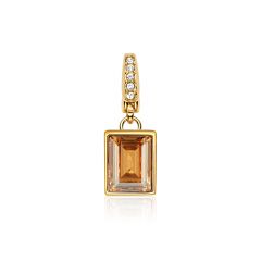 Affinity Radiant Rectangle Charm with Golden Shadow Swarovski Crystals Gold Plated