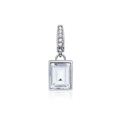 Affinity Radiant Rectangle Charm with Clear Swarovski Crystals Rhodium Plated