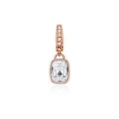 Affinity Cushion Charm with Clear Swarovski Crystals Rose Gold Plated