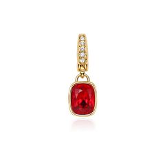 Affinity Cushion Charm with Light Siam Swarovski Crystals Gold Plated