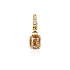 Affinity Cushion Charm with Golden Shadow Swarovski Crystals Gold Plated