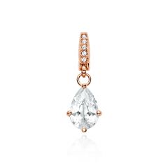 Affinity Teardrop Solitaire CZ Charm Rose Gold Plated