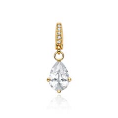 Affinity Teardrop Solitaire CZ Charm Gold Plated