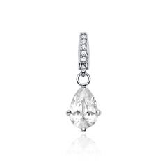 Affinity Teardrop Solitaire CZ Charm Rhodium Plated