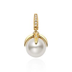 Affinity Regal Drop Pearl Charm with White Crystal Pearl Gold Plated