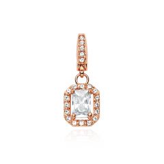 Affinity Elegance Baguette Charm with Cubic Zirconia Rose Gold Plated