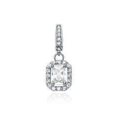 Affinity Elegance Baguette Charm with Cubic Zirconia Rhodium Plated