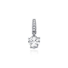Affinity Heart Solitaire CZ Charm Rhodium Plated