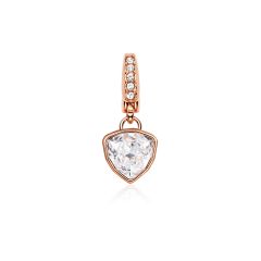Affinity Mini Trillion Charm with Clear Swarovski Crystals Rose Gold Plated