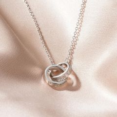 Personalised Metro Interlocking Circle Necklace in Sterling Silver