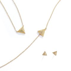 SS Triangle with CZ Pyramid Set Gold Plated
