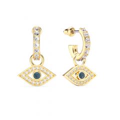 Evil Eye Hoop Earrings Montana Crystals Gold Plated