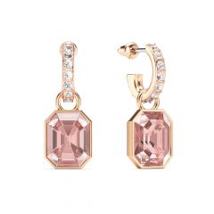 Octagon Drop Earrings Vintage Rose Crystals Rose Gold Plated