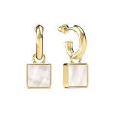 Square Mother of Pearl Drop Earrings Gold Plated