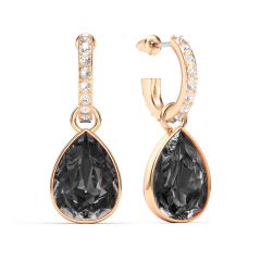 Statement Teardrop Crystal Silver Night Crystals Drop Earrings Rose Gold Plated