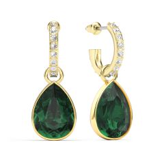 Statement Teardrop Emerald Crystals Drop Earrings Gold Plated