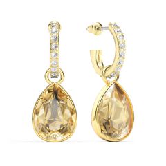 Statement Teardrop Crystal Golden Shadow Crystals Drop Earrings Gold Plated