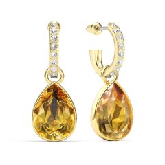 Statement Teardrop Golden Topaz Crystals Drop Earrings Gold Plated