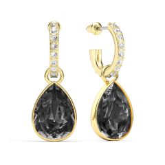 Statement Teardrop Crystal Silver Night Crystals Drop Earrings Gold Plated