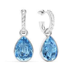 Statement Teardrop Light Sapphire Crystals Drop Earrings Rhodium Plated