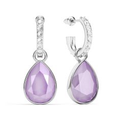 Statement Teardrop Crystal Lilac Shadow Crystals Drop Earrings Rhodium Plated
