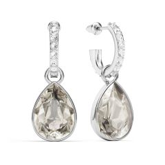Statement Teardrop Crystal Silver Shade Crystals Drop Earrings Rhodium Plated