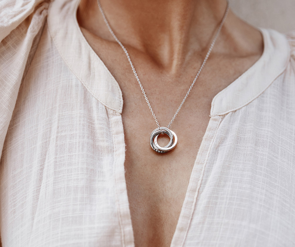 Personalised Textured Secret Circle Necklace | Posh Totty Designs